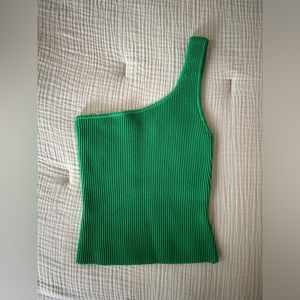 Aritzia Babaton Sculpt Knit One Shoulder Tank Size XS (Gloss Green)